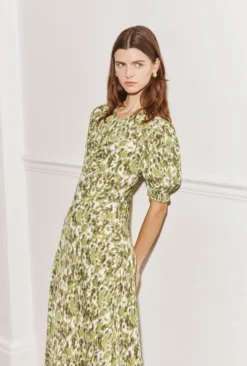 Featured Products 9 Lainey Crepe Midi Dress Green Ikat
