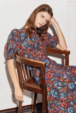 Featured Products 1 Lainey Crepe Midi Dress Blue Ikat