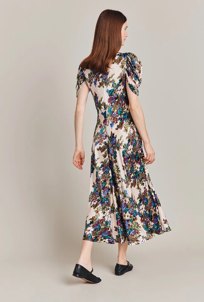 Beatrix Satin Midi Dress Green Floral 6 Beatrix Satin Midi Dress Green Floral - Image 6