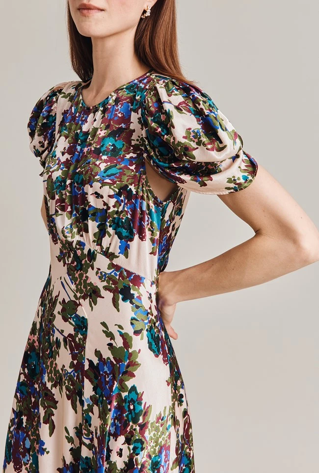 Beatrix Satin Midi Dress Green Floral 5 Beatrix Satin Midi Dress Green Floral - Image 5