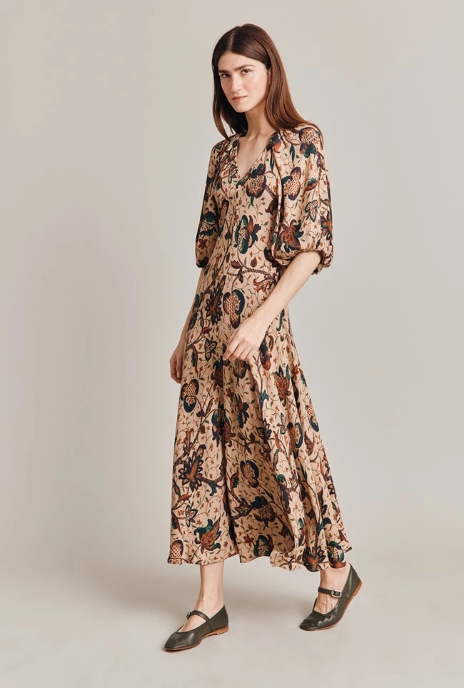 Dana Crepe Midi Dress Cream Jacobean Floral 4 Dana Crepe Midi Dress Cream Jacobean Floral - Image 4