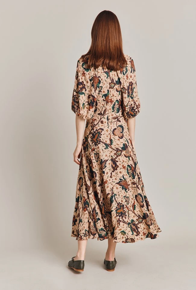 Dana Crepe Midi Dress Cream Jacobean Floral 6 Dana Crepe Midi Dress Cream Jacobean Floral - Image 6