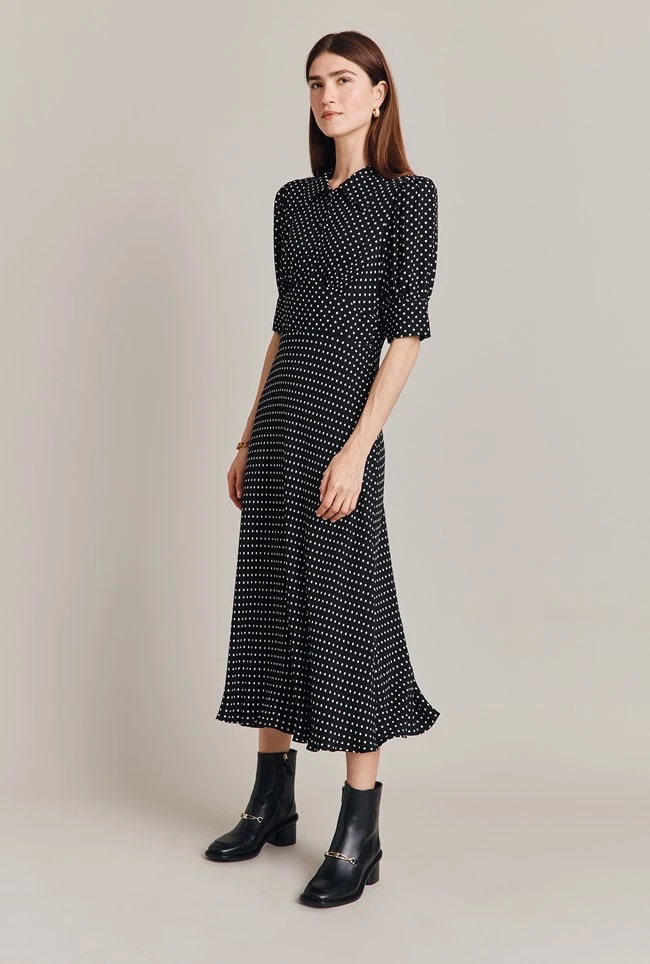 Wilma Crepe Midi Dress Black Spot 2 Wilma Crepe Midi Dress Black Spot - Image 2