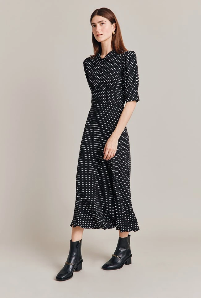 Wilma Crepe Midi Dress Black Spot 3 Wilma Crepe Midi Dress Black Spot - Image 3