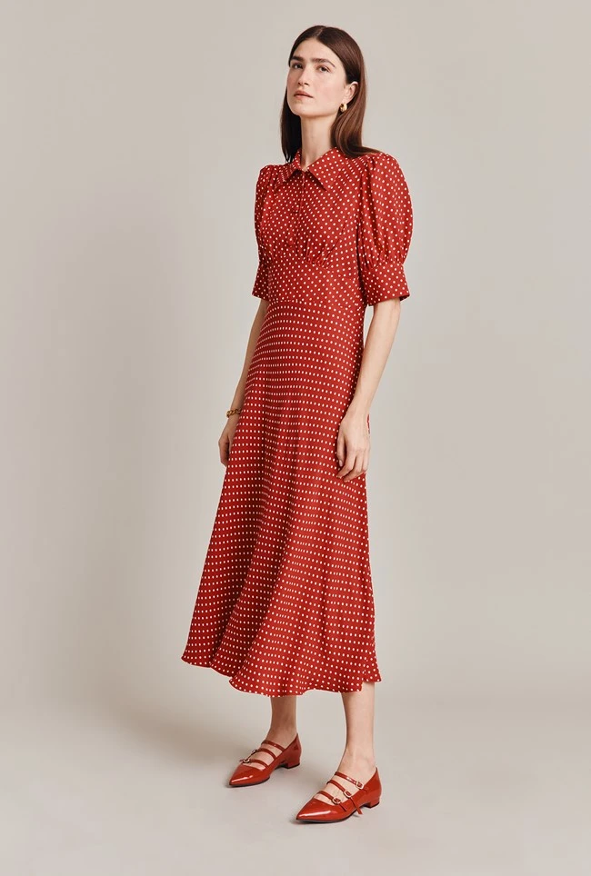 Wilma Crepe Midi Dress Red Spot 2 Wilma Crepe Midi Dress Red Spot - Image 2