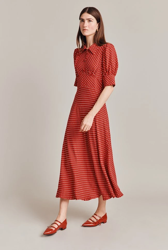 Wilma Crepe Midi Dress Red Spot 1 Wilma Crepe Midi Dress Red Spot