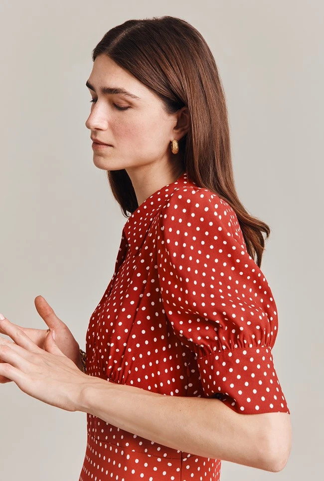 Wilma Crepe Midi Dress Red Spot 4 Wilma Crepe Midi Dress Red Spot - Image 4