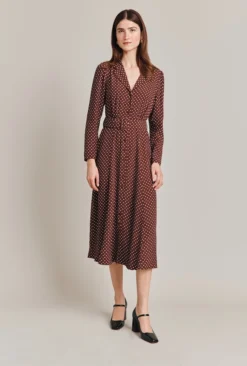 Lucinda Satin Midi Dress Russet Spot -KILA Clothing Shop D07G040 Z15 28900 650px 964px