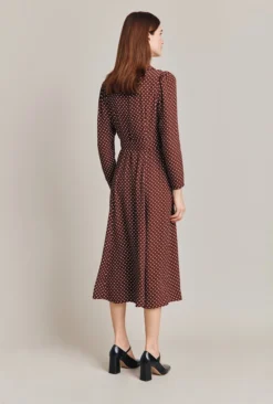 Lucinda Satin Midi Dress Russet Spot -KILA Clothing Shop D07G040 Z15 28902 650px 964px