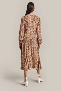 Ava Crepe Midi Dress Khaki Paisley 9 Ava Crepe Midi Dress Khaki Paisley -KILA Clothing Shop D07G042 Z02 29594 650px 964px