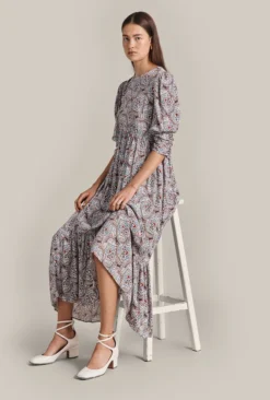 Maya Crepe Midi Dress Blue Paisley Star 9 Maya Crepe Midi Dress Blue Paisley Star -KILA Clothing Shop D07G043 Z05 29388 650px 964px