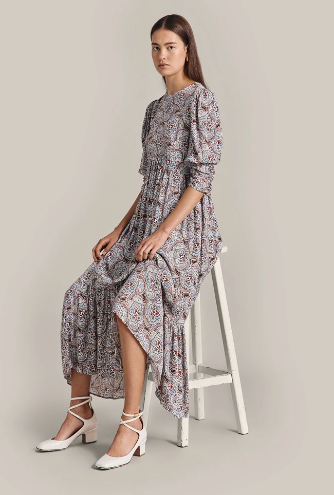 Maya Crepe Midi Dress Blue Paisley Star 4 Maya Crepe Midi Dress Blue Paisley Star - Image 4