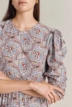 Maya Crepe Midi Dress Blue Paisley Star 8 Maya Crepe Midi Dress Blue Paisley Star -KILA Clothing Shop D07G043 Z05 29558 650px 964px