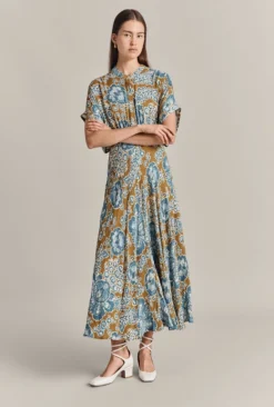 Harriet Crepe Midi Dress Blue Tapestry -KILA Clothing Shop D07G044 Z06 29161 650px 964px