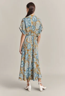 Harriet Crepe Midi Dress Blue Tapestry -KILA Clothing Shop D07G044 Z06 29163 650px 964px