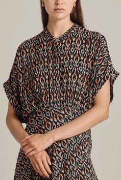 Harriet Crepe Midi Dress Black Soft Ikat 9 Harriet Crepe Midi Dress Black Soft Ikat -KILA Clothing Shop D07G044 Z07 29286 650px 964px