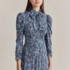 Erin Crepe Midi Dress Blue Batik Bloom