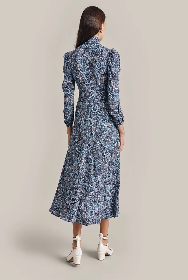 Erin Crepe Midi Dress Blue Batik Bloom 5 Erin Crepe Midi Dress Blue Batik Bloom - Image 5
