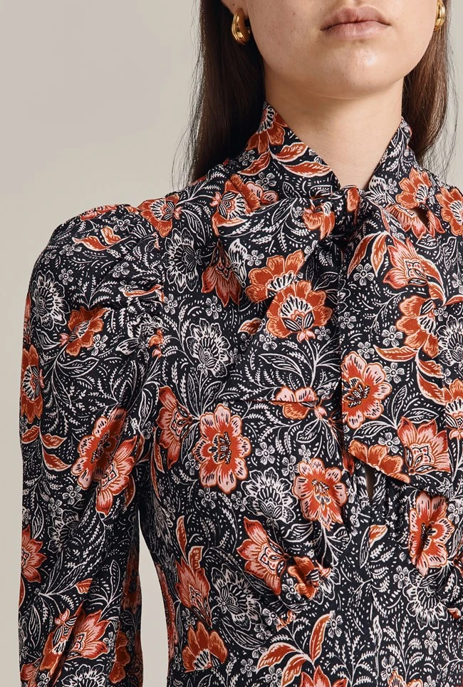 Erin Crepe Midi Dress Red Batik Bloom 4 Erin Crepe Midi Dress Red Batik Bloom - Image 4