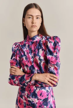 Harper Satin Midi Dress Pink Poppies 8 Harper Satin Midi Dress Pink Poppies -KILA Clothing Shop D07G053 Z10 29289 650px 964px