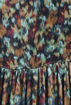 Maya Tiered Satin Midi Dress Green Ikat -KILA Clothing Shop D07G054 Z76 29867 650px 964px