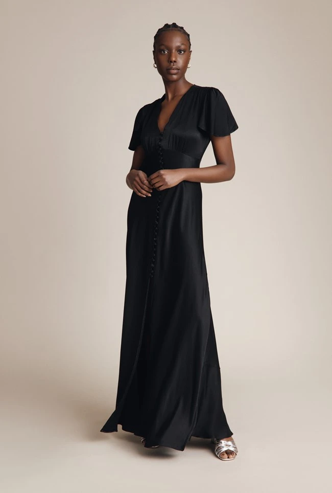 Delphine Satin Maxi Dress Black 4 Delphine Satin Maxi Dress Black - Image 4