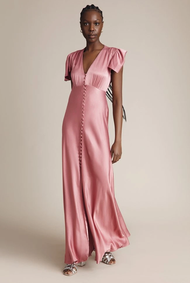 Delphine Satin Maxi Dress Pink 1 Delphine Satin Maxi Dress Pink