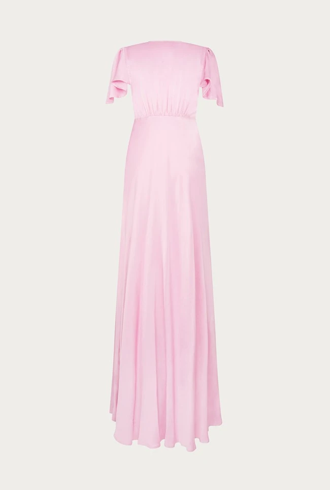 Delphine Satin Maxi Dress Pink 5 Delphine Satin Maxi Dress Pink - Image 5