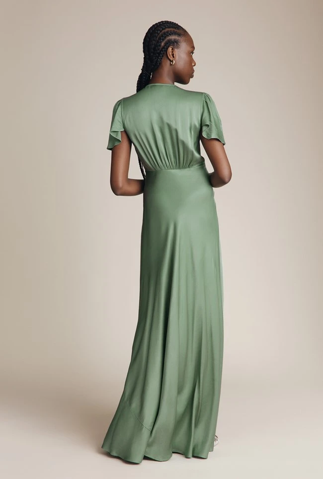 Delphine Satin Maxi Dress Soft Green 4 Delphine Satin Maxi Dress Soft Green - Image 4