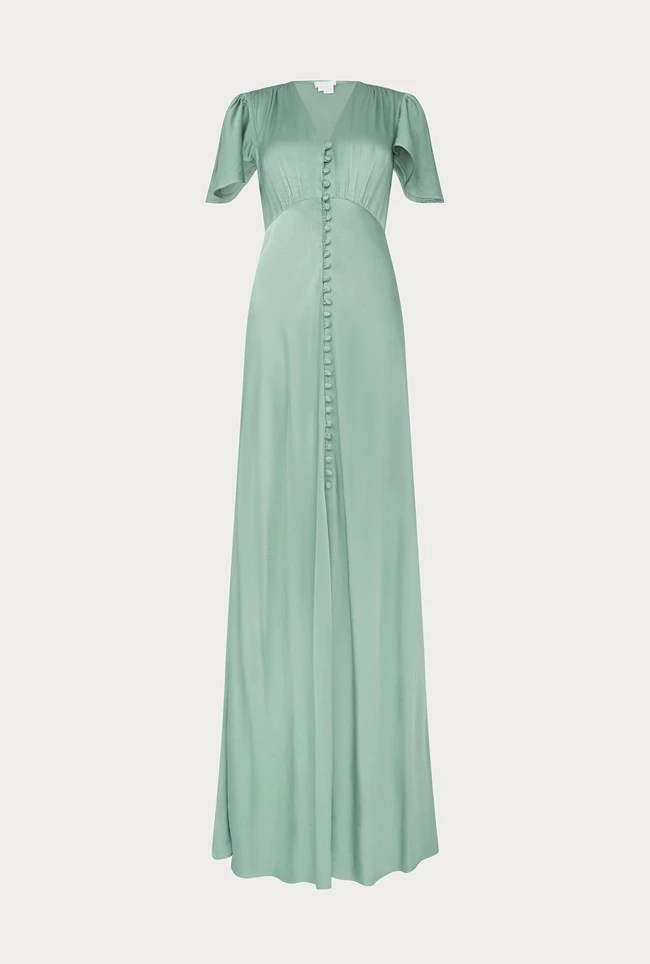 Delphine Satin Maxi Dress Soft Green 5 Delphine Satin Maxi Dress Soft Green - Image 5