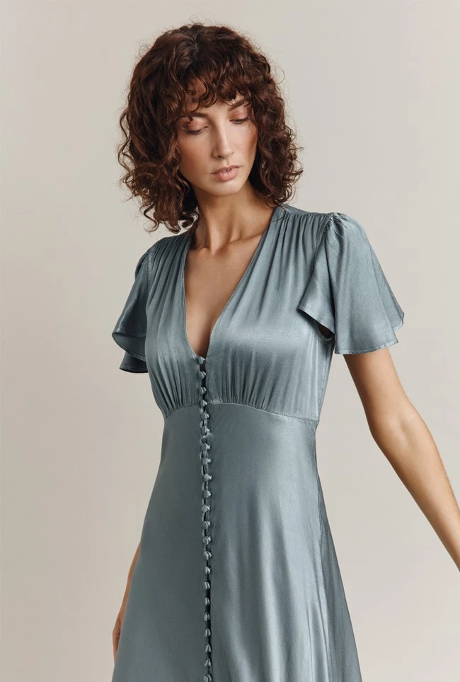 Delphine Satin Maxi Dress Slate Blue 1 Delphine Satin Maxi Dress Slate Blue