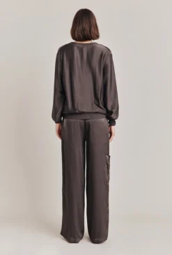 Mia Satin Bomber Jacket Dark Charcoal -KILA Clothing Shop J06G001 B21 28633 650px 964px