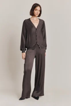 Mia Satin Bomber Jacket Dark Charcoal -KILA Clothing Shop J06G001 B21 28635 650px 964px