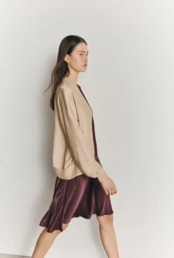 Mia Satin Bomber Jacket Stone -KILA Clothing Shop J06G001 N04 27082 650px 964px