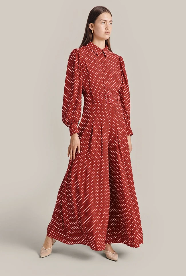 Flora Crepe Jumpsuit Red Spot 2 Flora Crepe Jumpsuit Red Spot - Image 2