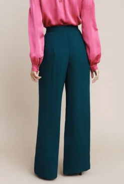 Mae Crepe Wide-Leg Trousers Petrol Green -KILA Clothing Shop P05G002 K72 25229 650px 964px