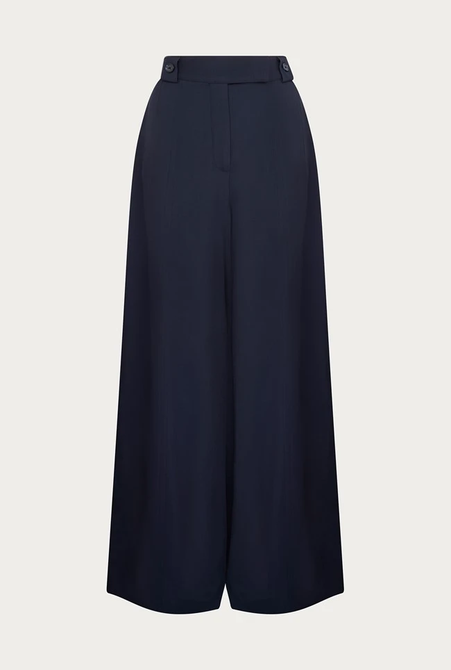 Penny Wide Leg Trousers Navy 6 Penny Wide Leg Trousers Navy - Image 6