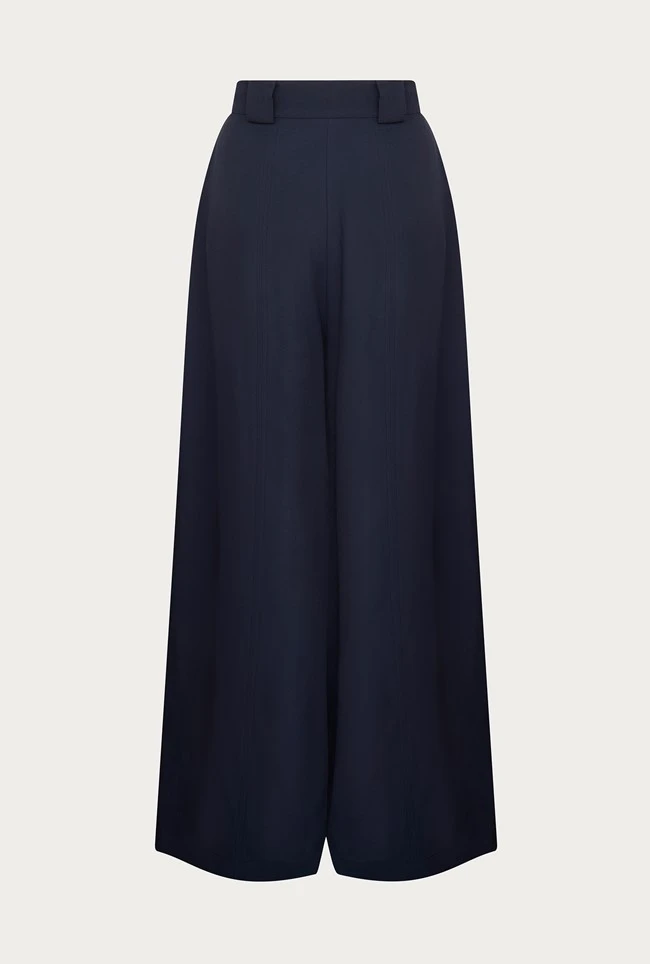 Penny Wide Leg Trousers Navy 7 Penny Wide Leg Trousers Navy - Image 7