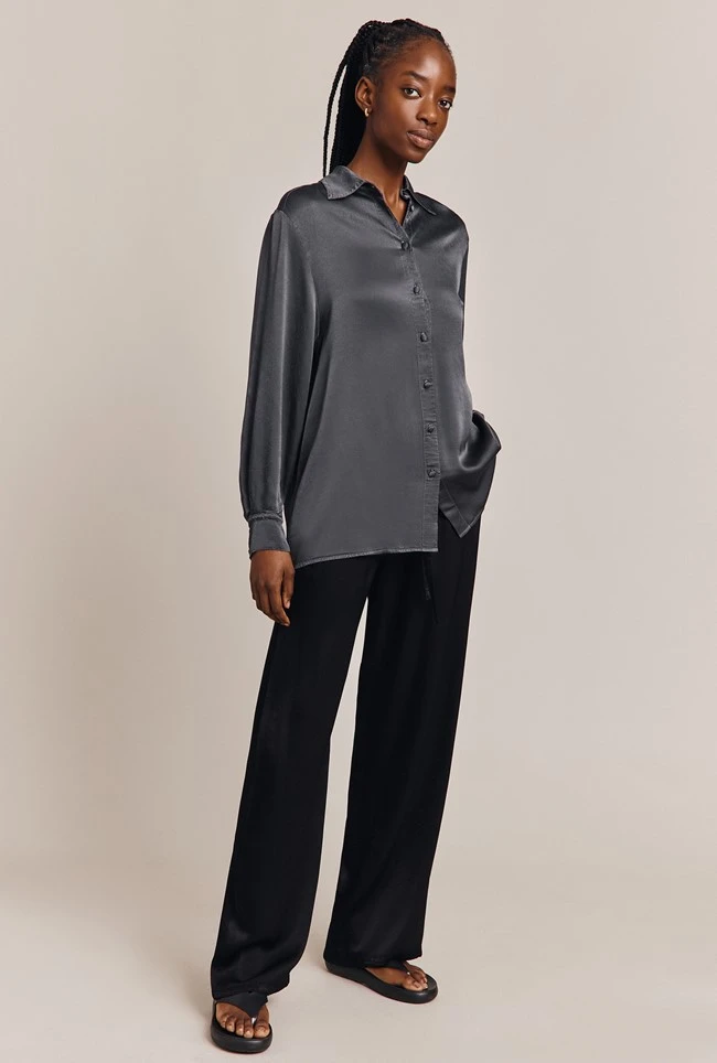 Imogen Satin Wide Leg Trouser Black 7 Imogen Satin Wide Leg Trouser Black - Image 7