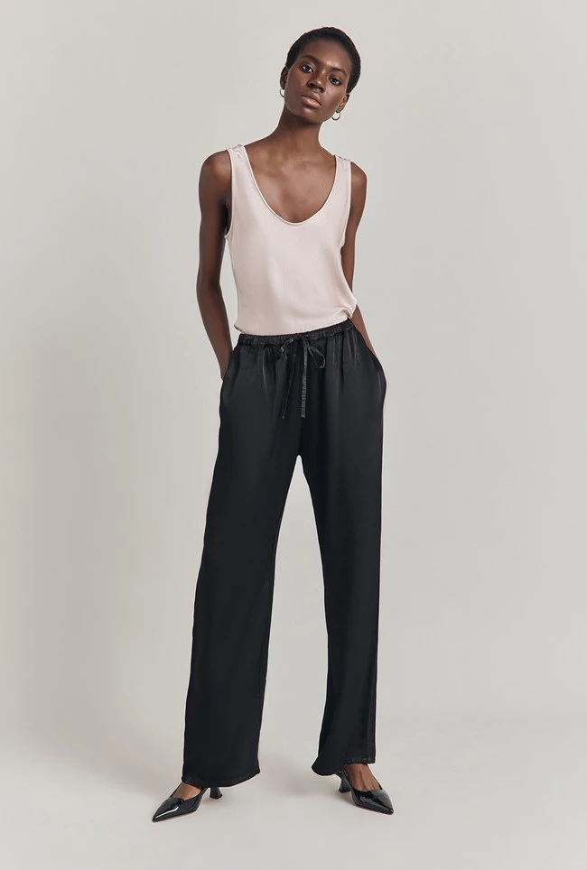 Imogen Satin Wide Leg Trouser Black 2 Imogen Satin Wide Leg Trouser Black - Image 2