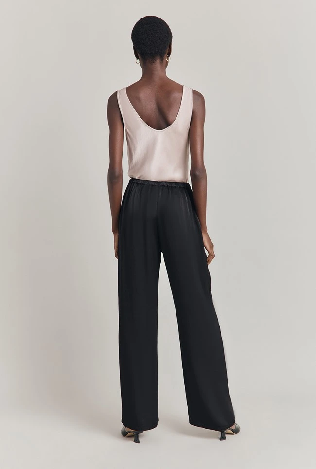 Imogen Satin Wide Leg Trouser Black 4 Imogen Satin Wide Leg Trouser Black - Image 4