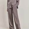 Imogen Satin Wide Leg Trouser Grey