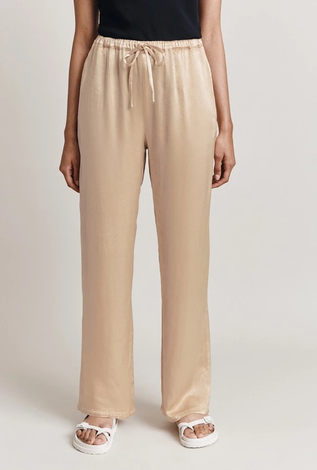 Imogen Satin Wide Leg Trouser Stone 1 Imogen Satin Wide Leg Trouser Stone