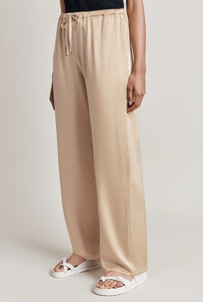 Imogen Satin Wide Leg Trouser Stone 2 Imogen Satin Wide Leg Trouser Stone - Image 2