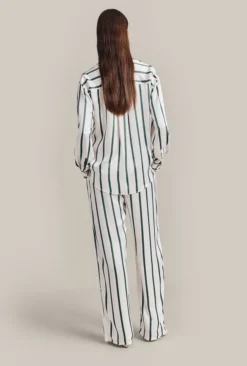 Imogen Satin Wide Leg Trouser Green Stripe -KILA Clothing Shop P06G003A Z80 29382 650px 964px