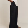 Aurora Satin Cargo Trousers Black