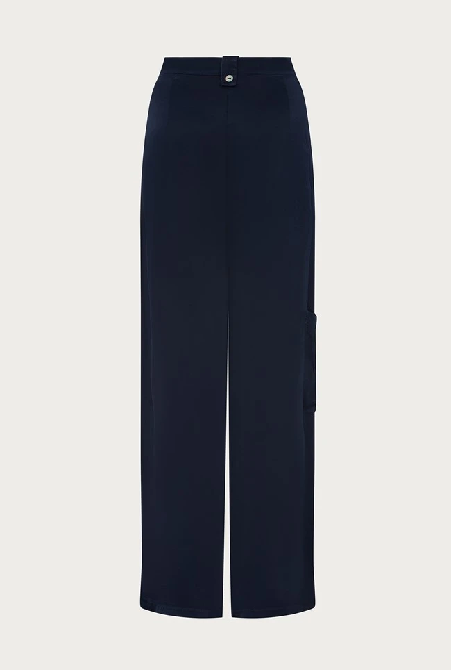 Aurora Satin Cargo Trousers Navy 10 Aurora Satin Cargo Trousers Navy - Image 10