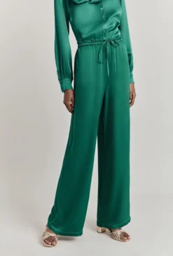 Sylvia Satin Trouser Green