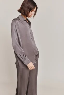 Ellie Satin Shirt Grey