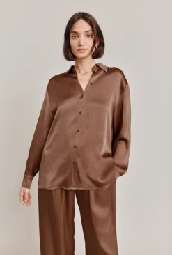 Ellie Satin Shirt Acorn
